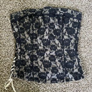 Floral Mesh Corset with Side Ties